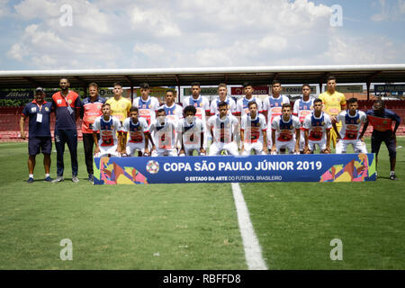 Osasco, Brazil. 10th Jan, 2019. In the photo the team of September 7 (MS). Game valid for the São Paulo Junior Football Cup between &ame Setembrombro (MS) and Parnahyba (PI) held at the Estádio Professor José Liberain Osasco, São Paulo, on the the afternoon of Thursday (10). Credit: Aloisio Mauricio/FotoArena/Alamy Live News Stock Photo