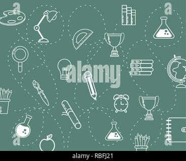 education shcool supplies to study background Stock Vector