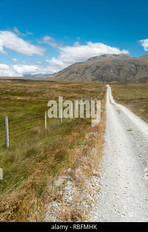 Empty dirt road in the South Island of New Zealand Stock Photo