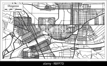 Cheyenne USA City Map in Retro Style. Outline Map. Vector Illustration. Stock Vector