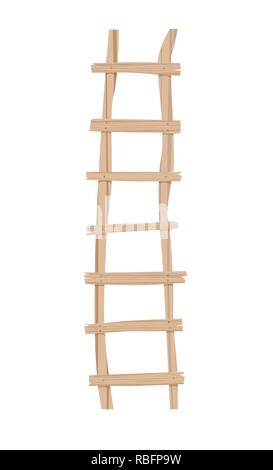 Wooden Ladder Isolated on White Background. Vector Illustration. Stock Vector