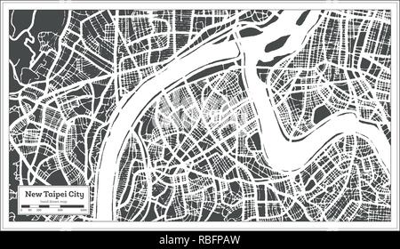 New Taipei City Taiwan City Map in Retro Style. Outline Map. Vector Illustration. Stock Vector