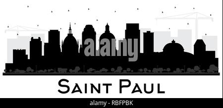 Saint Paul Minnesota City Skyline Silhouette with Black Buildings Isolated on White. Vector Illustration. Business Travel and Tourism Concept. Stock Vector