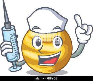 Nurse planet ray venus above sky cartoon Stock Vector