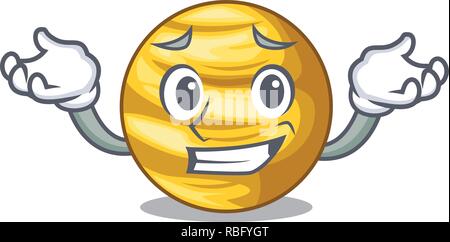 Grinning planet ray venus above sky cartoon Stock Vector