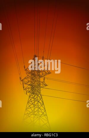 Hand drawn sketch of electric tower on white Stock Vector