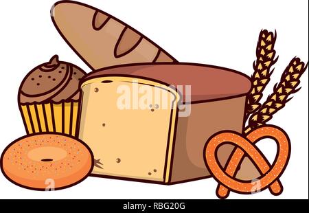 bakery food cartoon Stock Vector