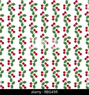 Pair of cherries seamless pattern on white Stock Vector
