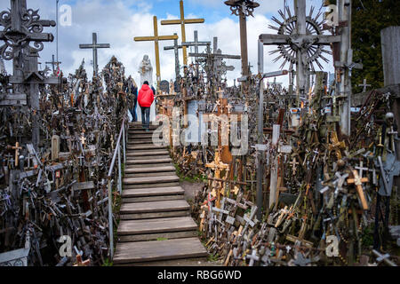 Lithuania, Siauliai: the Hill of Crosses. The Hill of Crosses, a pilgrimage site, symbol of Lithuanian defiance of foreign invaders, with over 100.000 Stock Photo