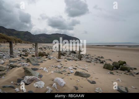 Sandy beach at Conwy Morfa on the coast of North Wales. Stock Photo