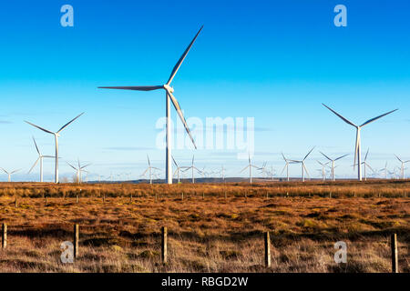 Whitelee wind farm, owned by Scottish Power renewable, a part of the Spanish company Iberdrola, is the largest onshore wind farm in the UK Stock Photo