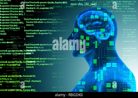 Machine learning concept - 3d rendering Stock Photo