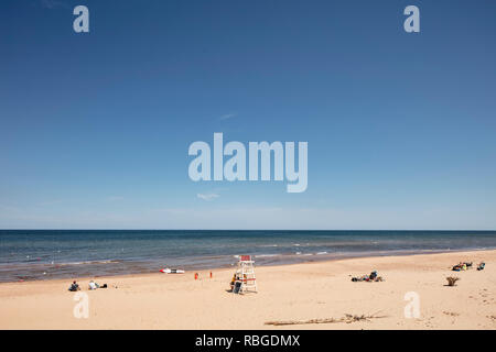 GREENWICH, PRINCE EDWARD ISLAND, CANADA - July 9, 2018: Tourists visit the Greenwich beach in the Prince Edward Island National Park (Greenwich). Stock Photo