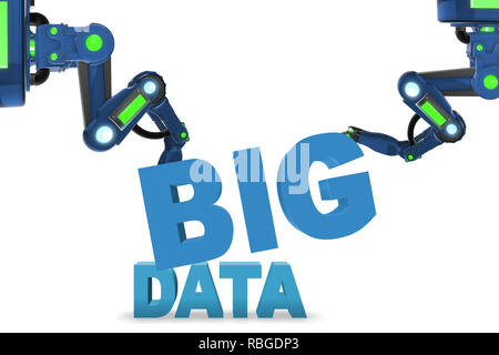 Big data concept with robotic arms - 3d rendering Stock Photo