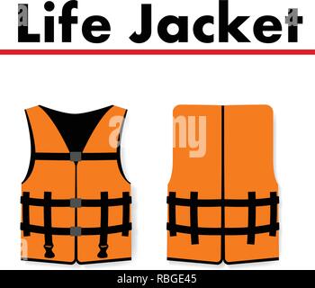 Life Jacket isolated on white background, vector art Stock Vector