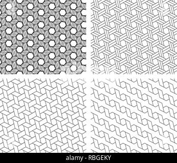 Seamless geometric hexagon line pattern, vector art Stock Vector