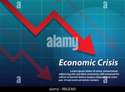 Arrow down , Economic crisis background, vector art Stock Vector