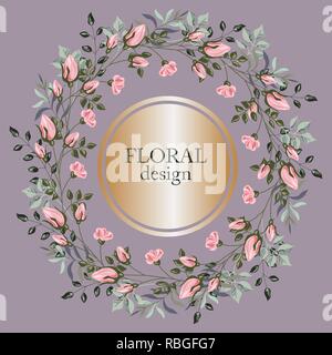 Greeting card with roses, watercolor, can be used as invitation card for wedding, birthday and other holiday and summer background. Vector illustratio Stock Vector