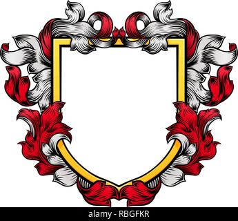 Coat of Arms Shield Crest Knight Heraldic Family Stock Vector
