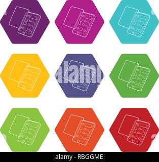 Gadget disassembled icons set 9 vector Stock Vector