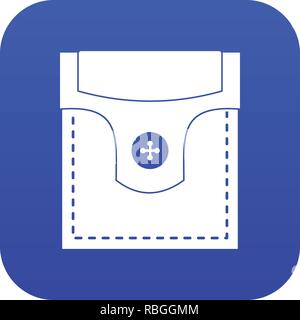 Valve pocket with button icon digital blue Stock Vector