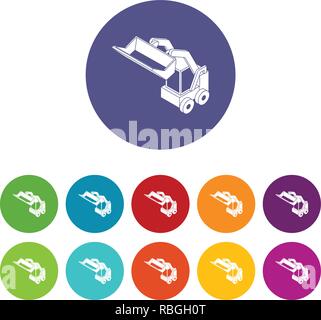 Bobcat machine icons set vector color Stock Vector