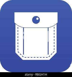 Pocket with valve and button icon digital blue Stock Vector