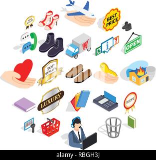 Entrepreneur icons set, isometric style Stock Vector