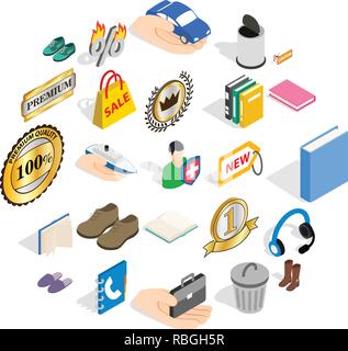 Commercial acumen icons set, isometric style Stock Vector