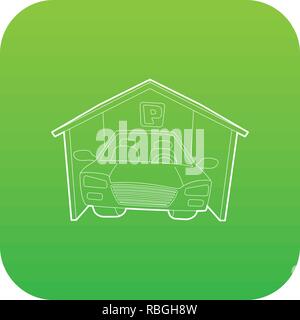 Covered car parking icon green vector Stock Vector