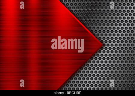 Red metal background with perforated element Stock Vector