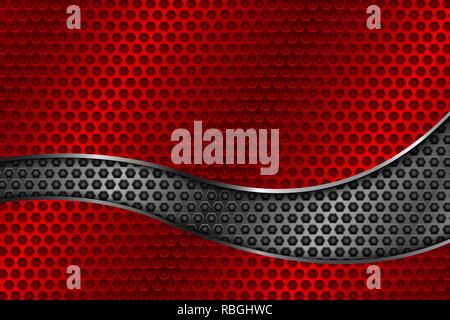 Red metal perforated background Stock Vector