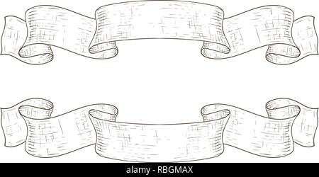 Ribbon banners. Outline hand drawn sketch Stock Vector