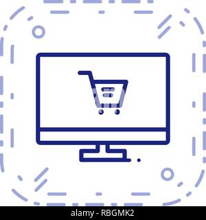 Online Shopping icon line outline style isolated on white background ...