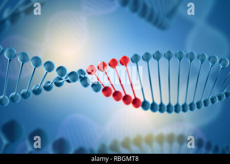 3d Illustration of DNA molecule. The helical molecule of a nucleotide in the environment of the organism. The concept of the discovery of genetically  Stock Photo