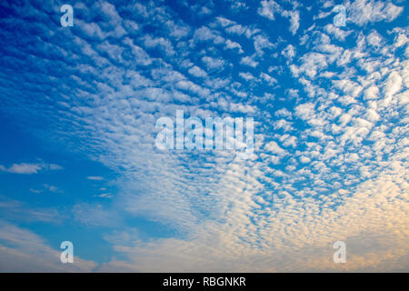 Beautiful sky with many white cloud in the morning. Stock Photo