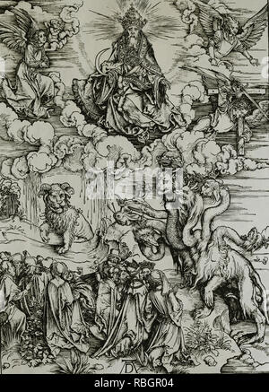 Albrecht Durer - The Seven-Headed Beast and the Beast with Lamb's Horns ...