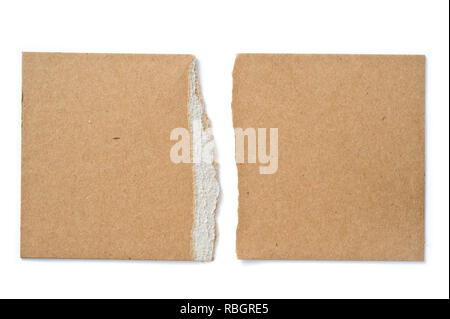 Pieces of torn cardboard on white background. Stock Photo