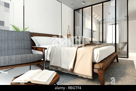 3d render modern hotel room Stock Photo