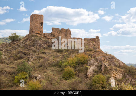 Ruins of ancient Slesa fortress on top of hill, Georgia Stock Photo