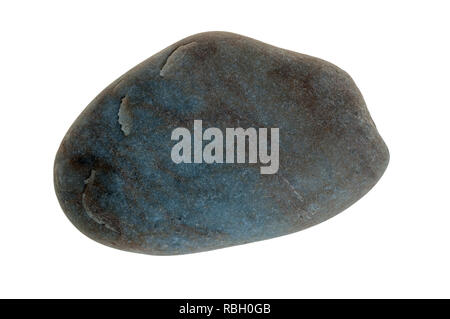 Single grey pebble isolated on white Stock Photo