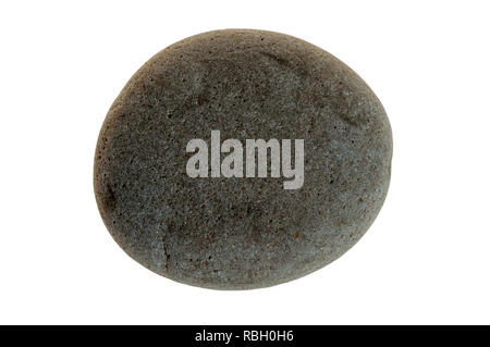Single grey pebble isolated on white Stock Photo