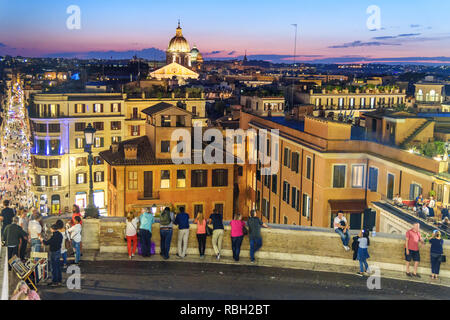 Rome, Italy - October 04, 2018: View on Rome with Spanish Steps, Piazza di Spagna and Via dei Condotti at night Stock Photo