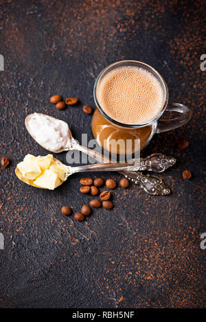Bulletproof coffee. Ketogenic low carb drink Stock Photo