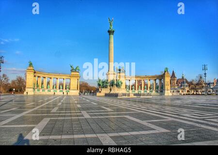 Heroes' square in Budapest, Hungary Stock Photo
