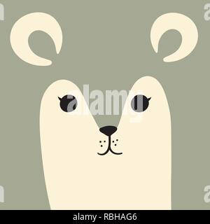 Cute field mouse cartoon animal rat portrait with smiling face blue gray animal head card with copy space vector illustration Stock Vector