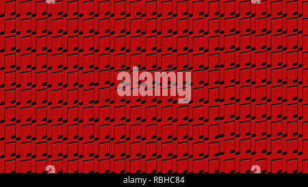 Musical note pattern on Red background Stock Photo