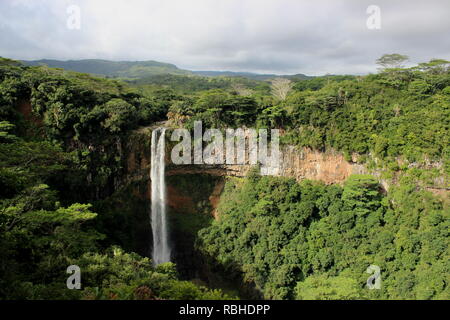 Chamarel waterfall, the highest waterfall in Mauritius Stock Photo