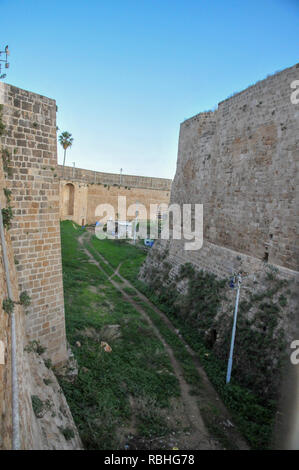 Israel, Acre, the moat of the old city walls Stock Photo