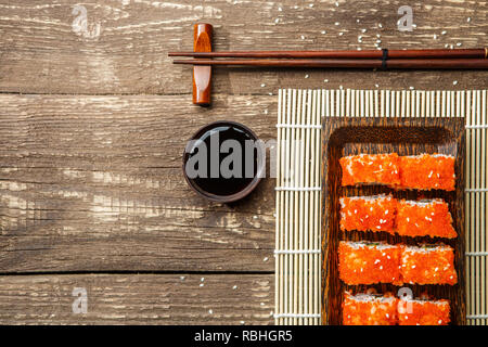 Photo rolls on rectangular plate Stock Photo